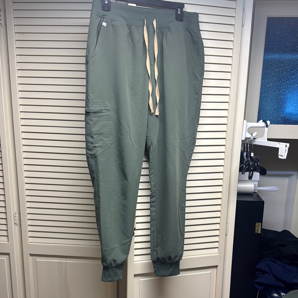 Figs Green Jogger Track Pants with Elastic Cuffs